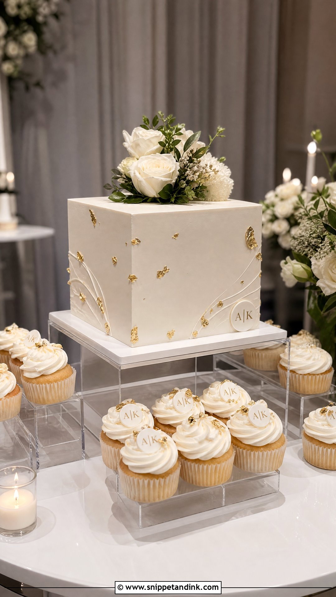 Modern Wedding Cake With Cupcakes - Snippet and Ink - 20 Wedding Cake with Cupcakes