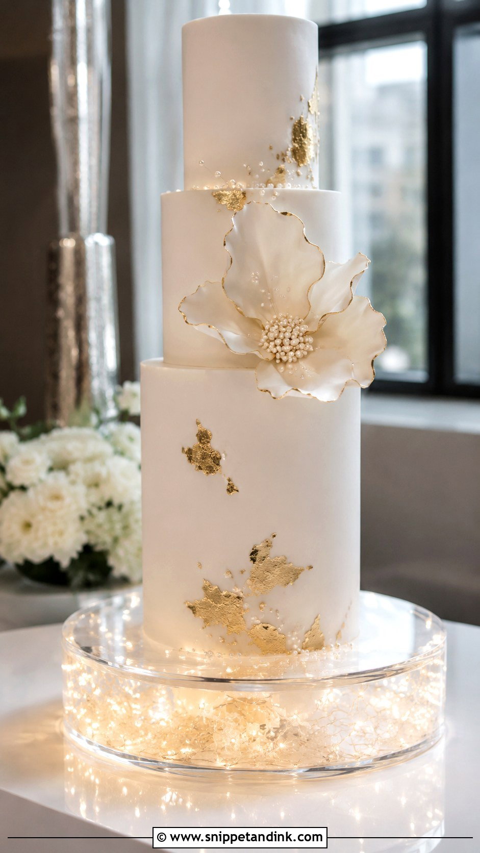 Modern Wedding Cake With Fairy Lights - Snippet and Ink - 20 Wedding Cake Ideas with Fairy Lights