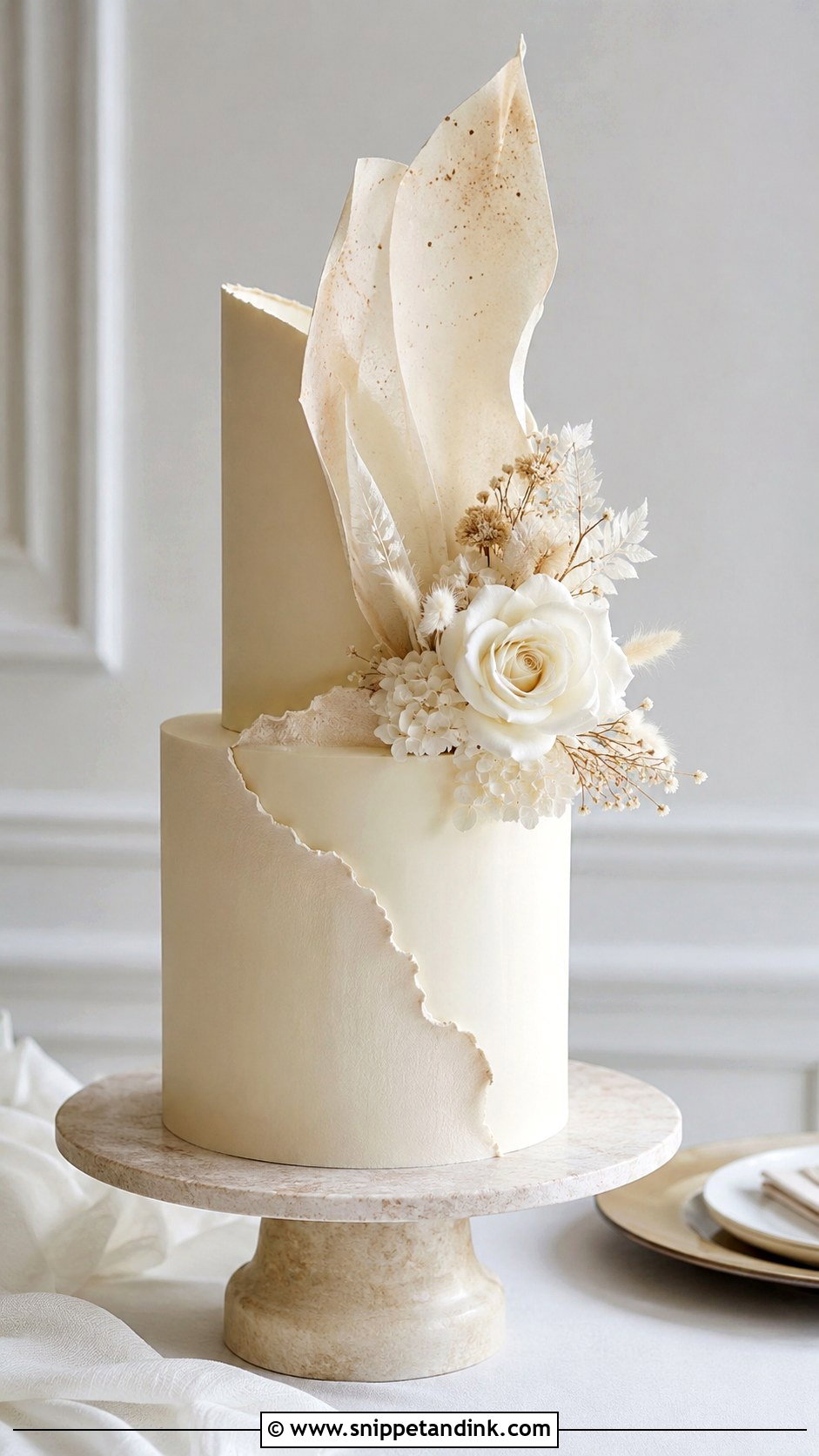 Modern Wedding Cake on Pedestal - Snippet and Ink - 20 Wedding Cake Ideas on Pedestals
