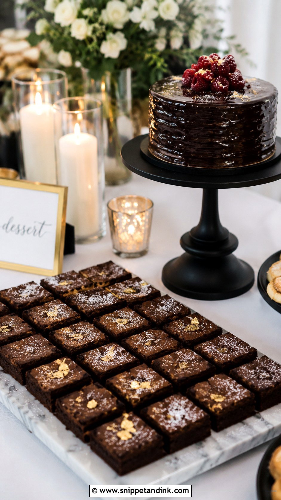 Modern Wedding Dessert Table With Brownies - Snippet and Ink - 20 Modern Wedding Dessert Table Ideas