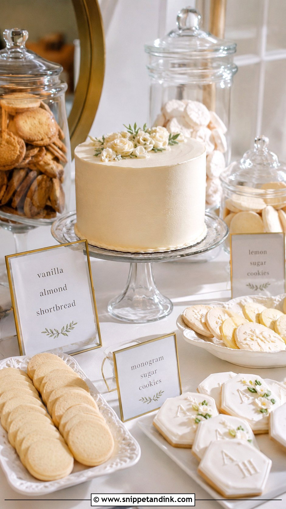 Modern Wedding Dessert Table With Cookies - Snippet and Ink - 20 Modern Wedding Dessert Table Ideas