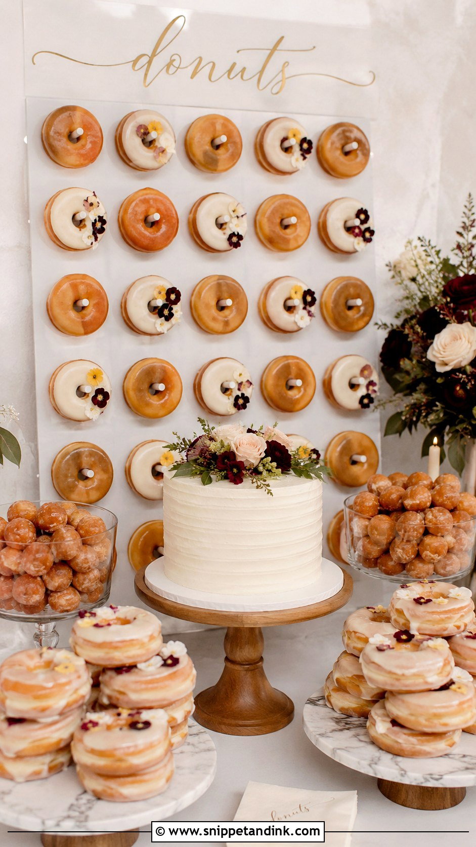 Modern Wedding Dessert Table With Donuts - Snippet and Ink - 20 Modern Wedding Dessert Table Ideas