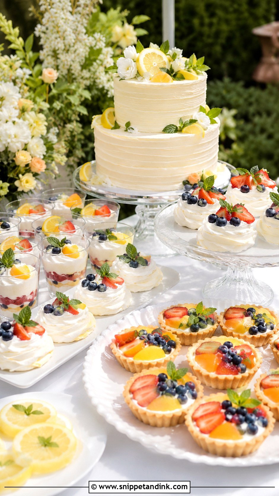 Modern Wedding Dessert Table With Fruit Desserts - Snippet and Ink - 20 Modern Wedding Dessert Table Ideas