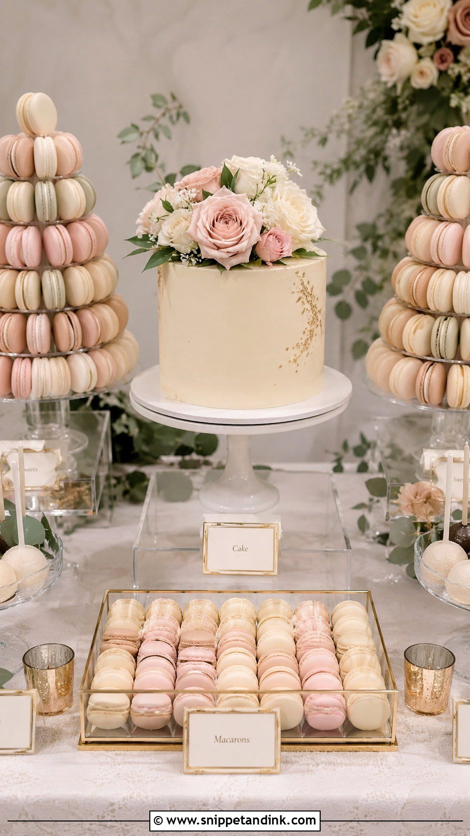 Modern Wedding Dessert Table With Macarons - Snippet and Ink - 20 Modern Wedding Dessert Table Ideas