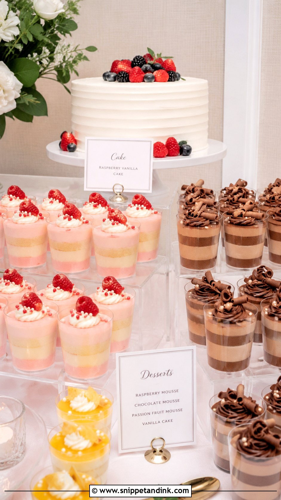 Modern Wedding Dessert Table With Mousse Cups - Snippet and Ink - 20 Modern Wedding Dessert Table Ideas