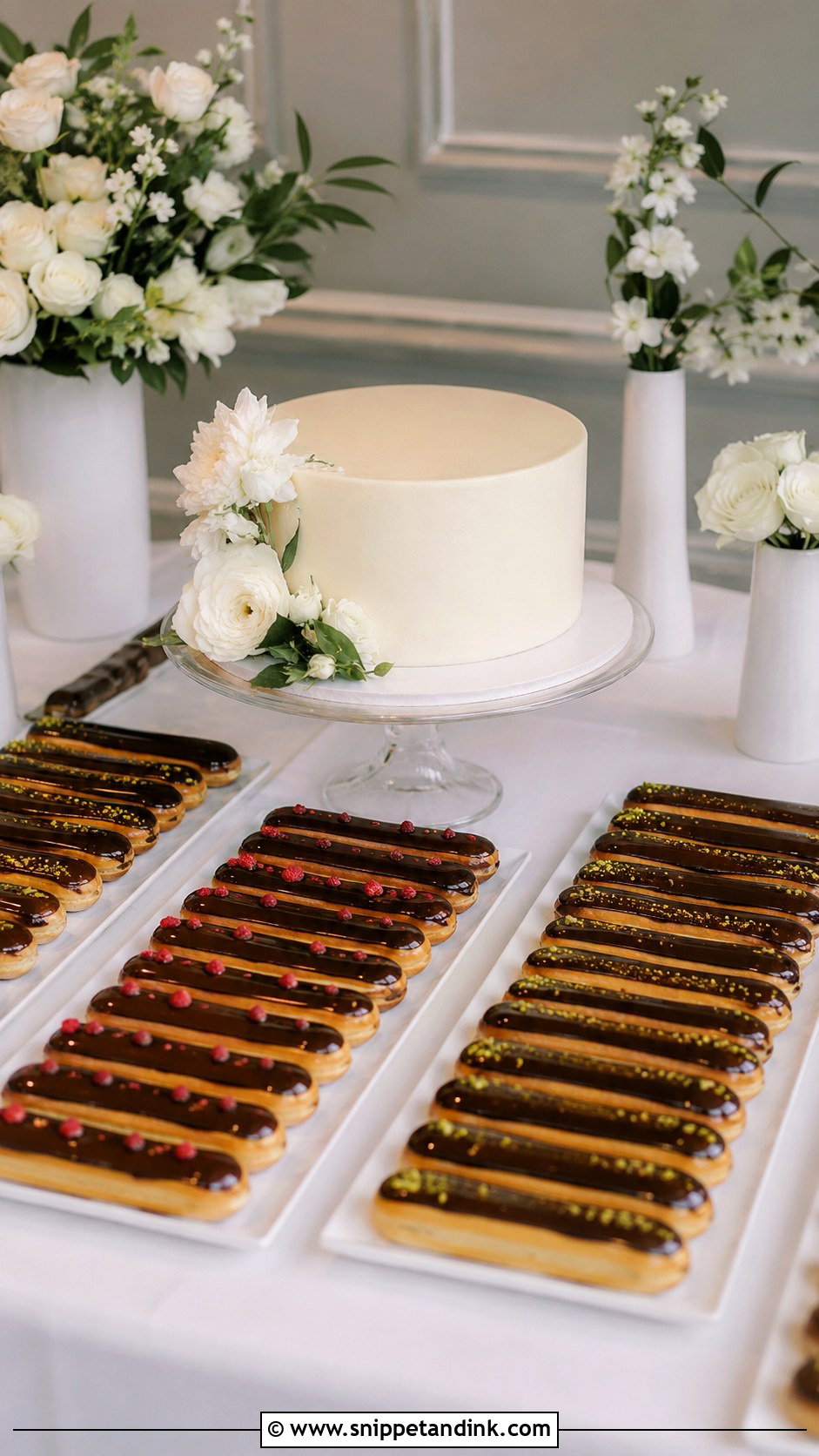Modern Wedding Dessert Table With clairs - Snippet and Ink - 20 Modern Wedding Dessert Table Ideas