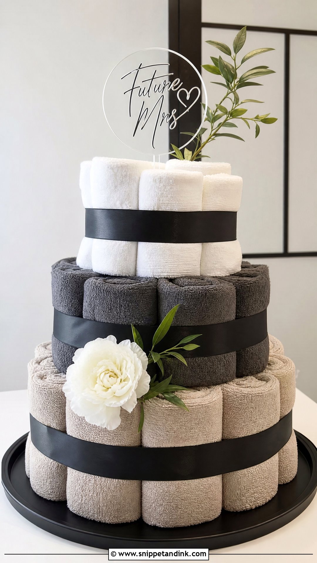 Modern Wedding Towel Cake - Snippet and Ink - 20 Wedding Towel Cakes
