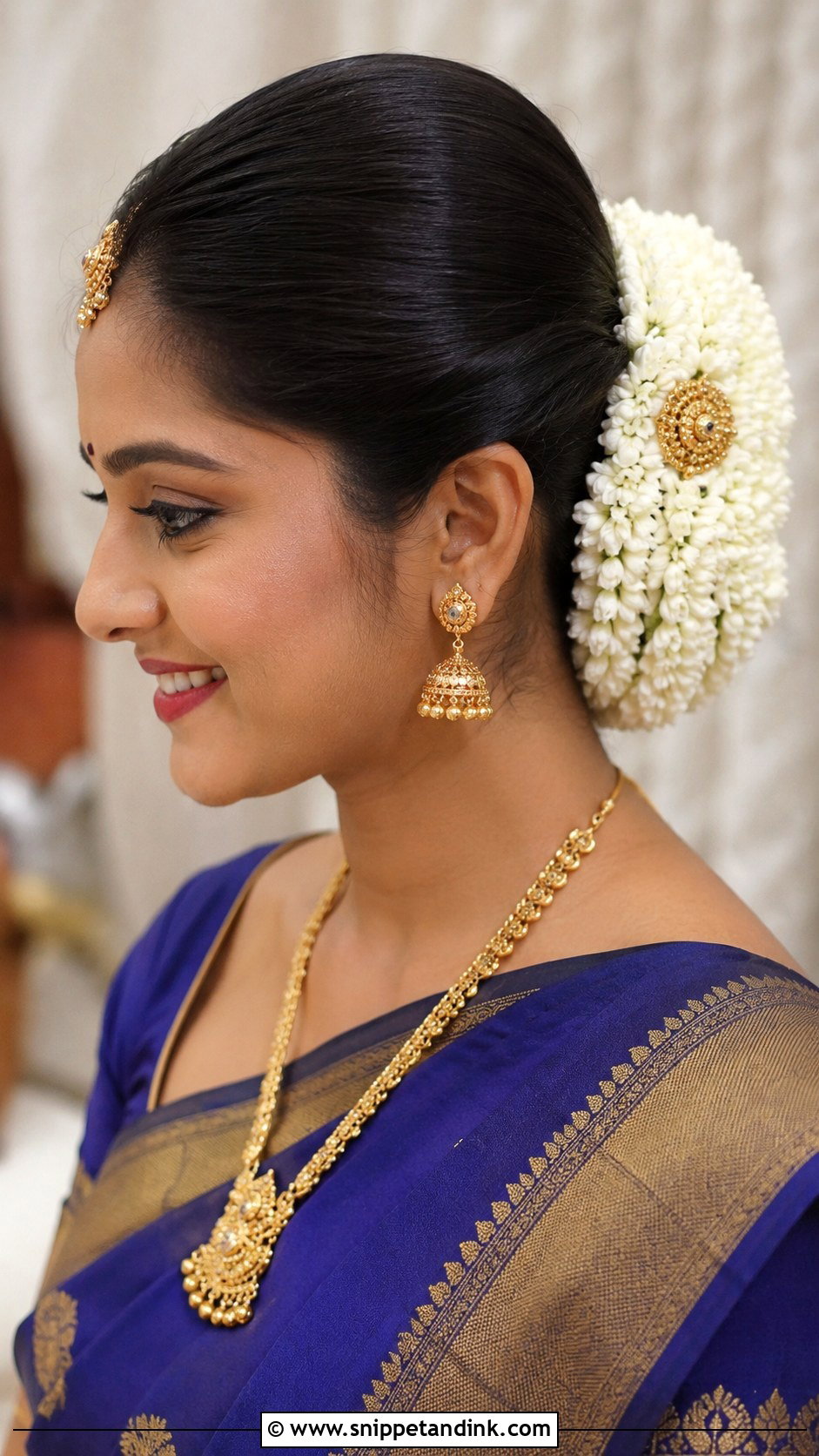 Mogra Bridal Bun - Snippet and Ink - 15 South Indian Bridal Hair Flowers Ideas