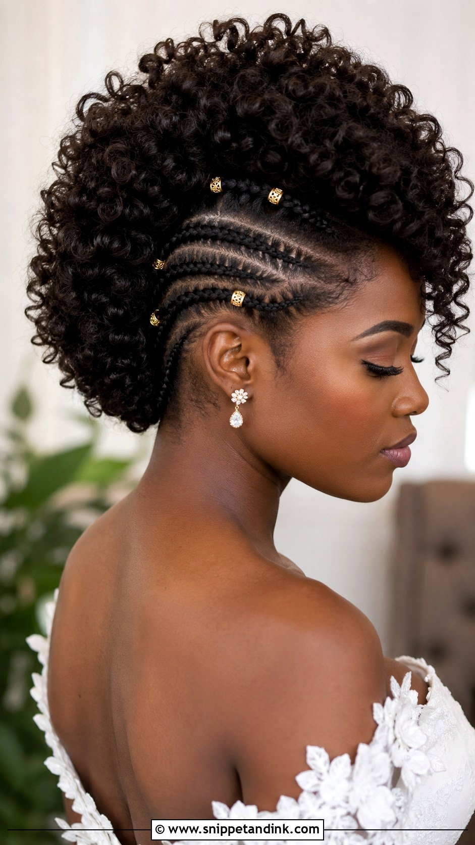 Mohawk Inspired Curly Updo - Snippet and Ink - 25 Natural Hair Bridal Hairstyles