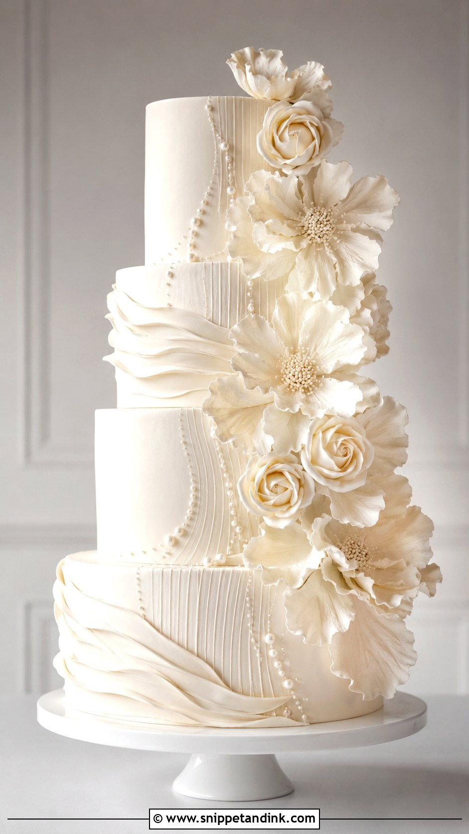 Monochrome Wedding Cake - Snippet and Ink - 20 Dramatic Wedding Cake Ideas