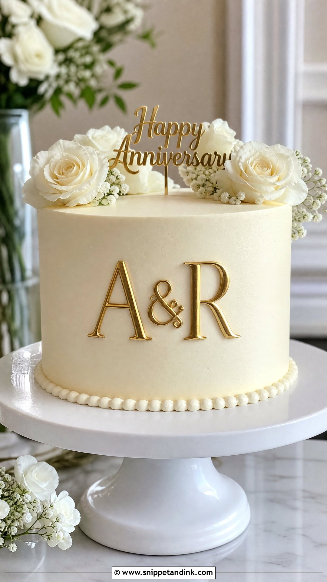 Monogram Anniversary Cake - Snippet and Ink - 25 Happy Wedding Anniversary Cake Ideas
