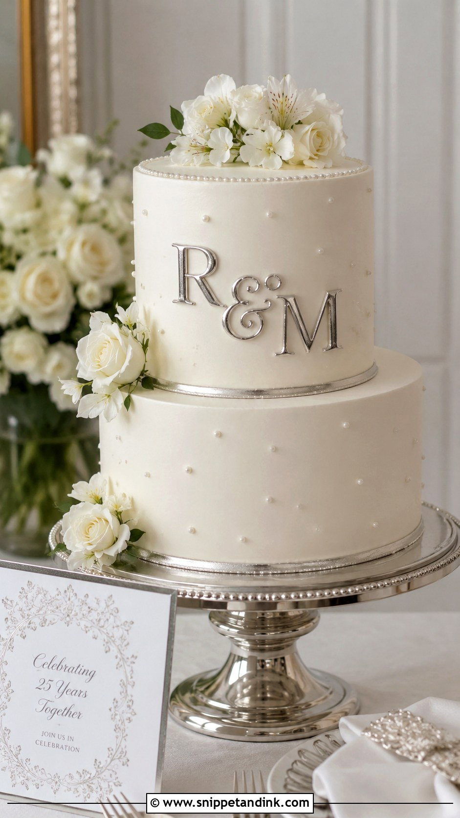 Monogram Anniversary Cake - Snippet and Ink - 20 Cakes for 25th Anniversary