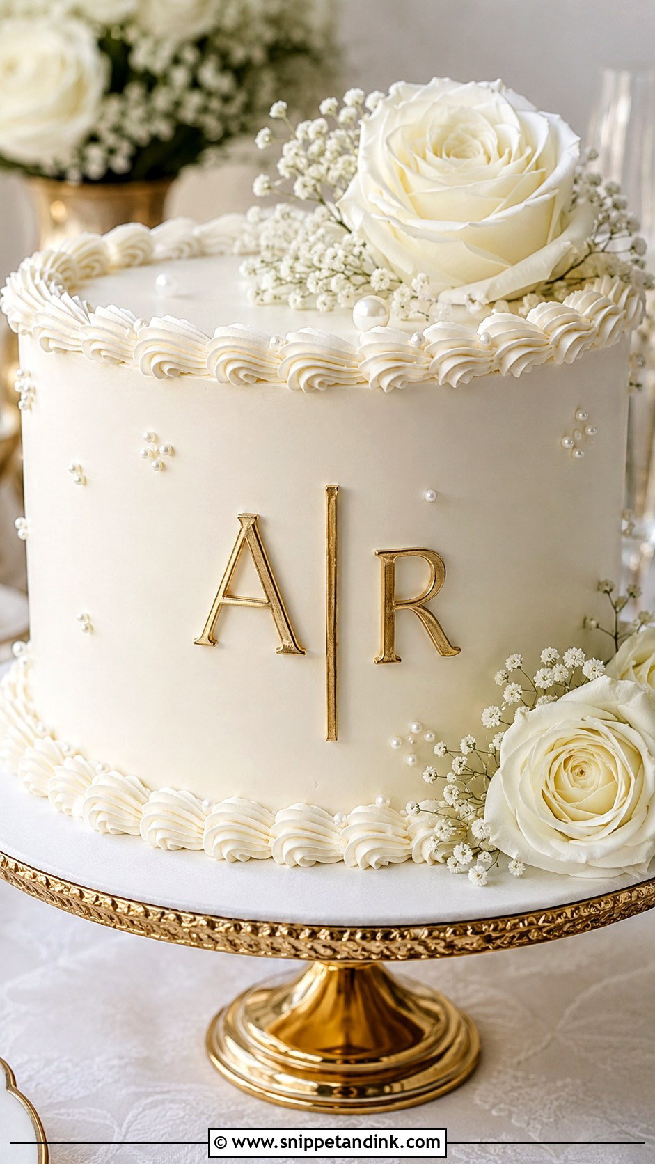 Monogram Engagement Cake - Snippet and Ink - 20 Elegant Engagement Cake Ideas
