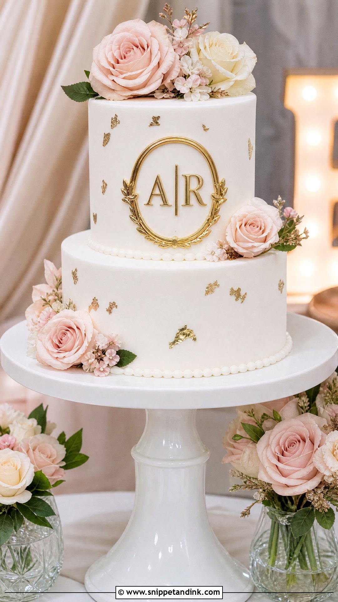 Monogram Engagement Cake - Snippet and Ink - 25 Unique Engagement Cake Designs