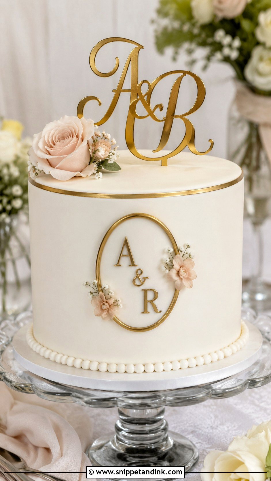 Monogram Engagement Cake - Snippet and Ink - 20 Classy Engagement Cake Designs