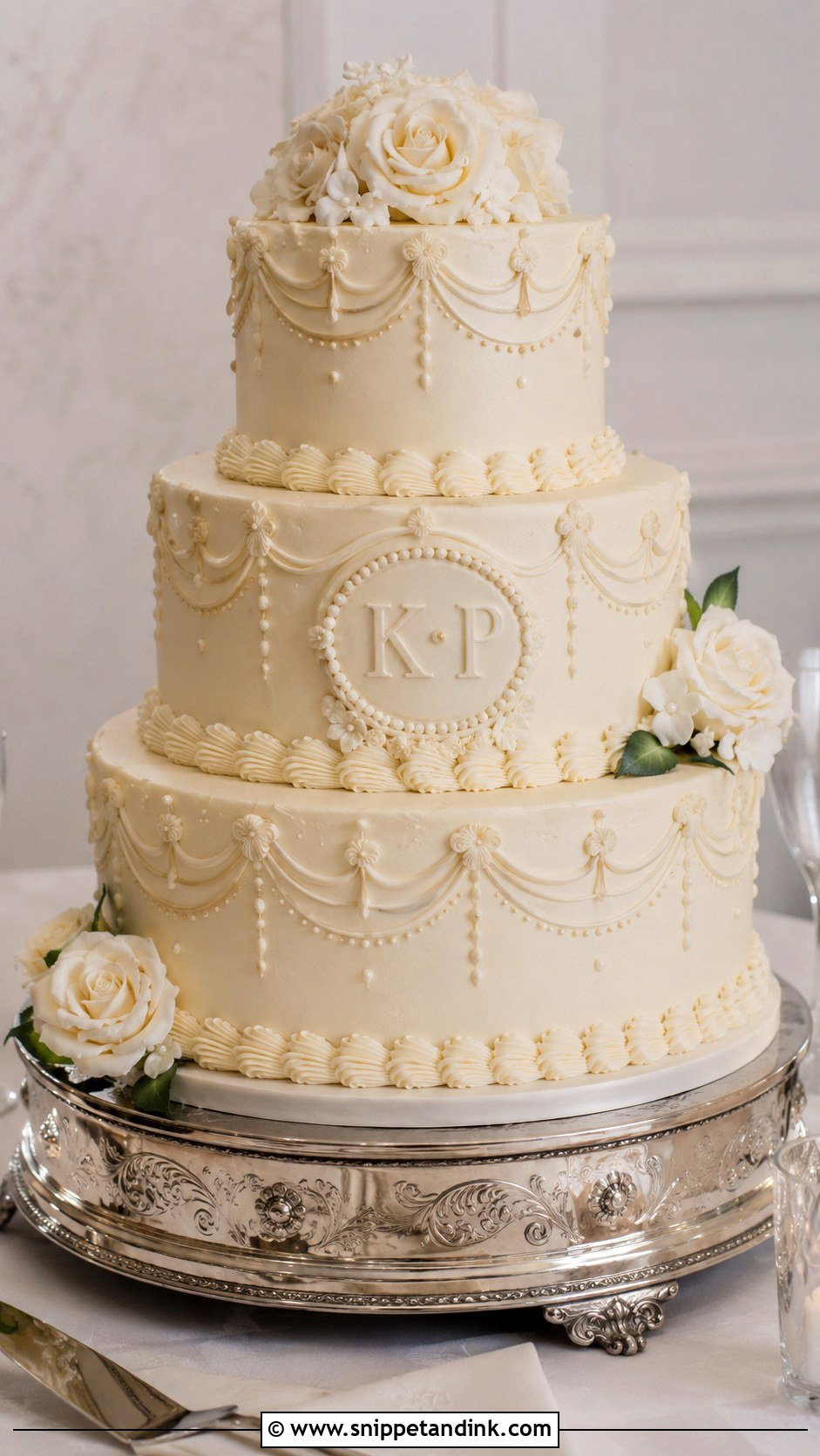 Monogram Lambeth Wedding Cake - Snippet and Ink - 25 Lambeth Style Wedding Cakes