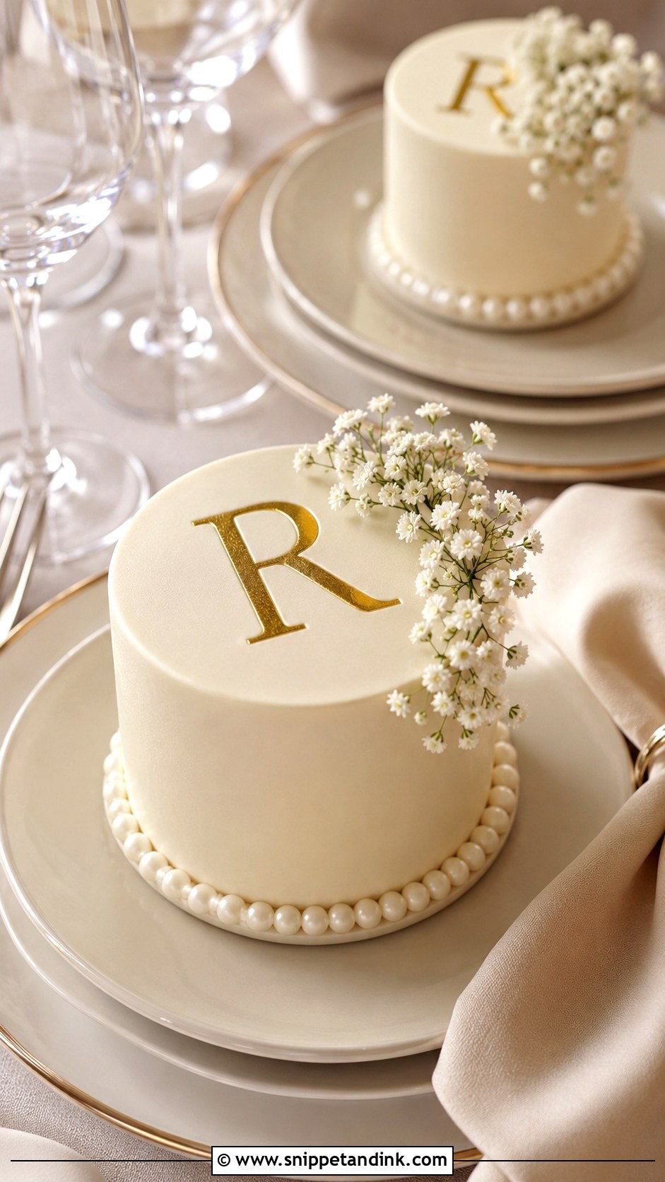 Monogram Mini Wedding Cakes - Snippet and Ink - 20 Wedding Cake Souvenir Ideas