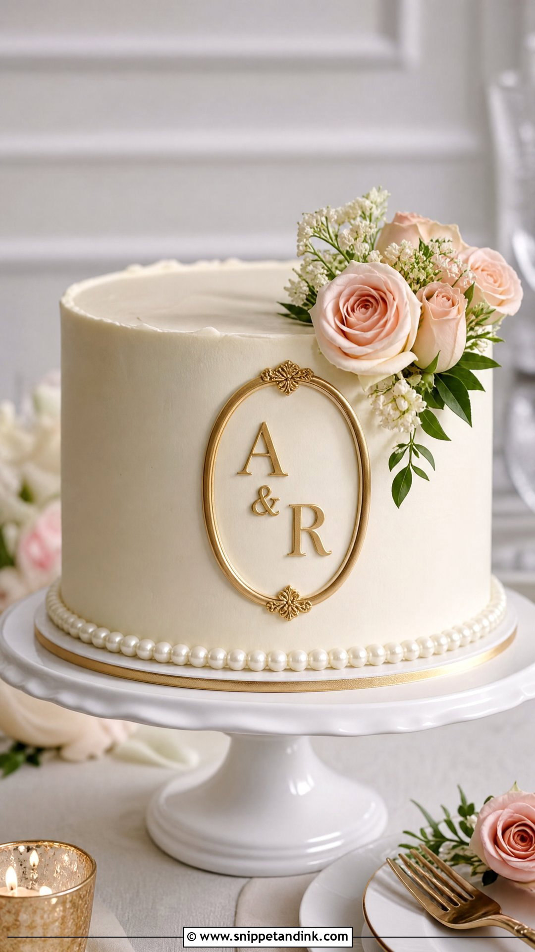 Monogram Wedding Anniversary Cake - Snippet and Ink - 35 Wedding Anniversary Cake Ideas