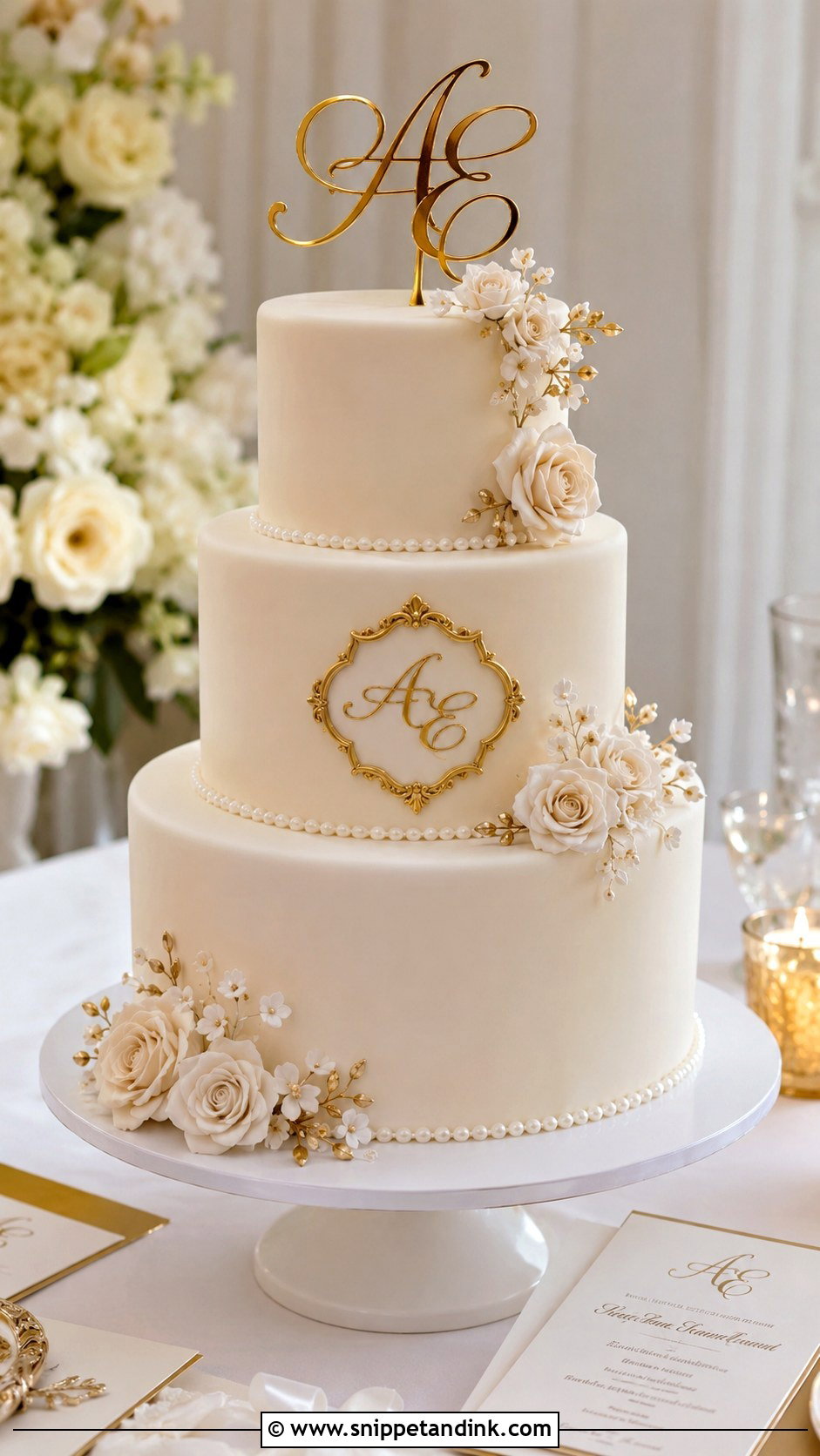 Monogram Wedding Cake - Snippet and Ink - 20 Charm Cake Ideas for Wedding