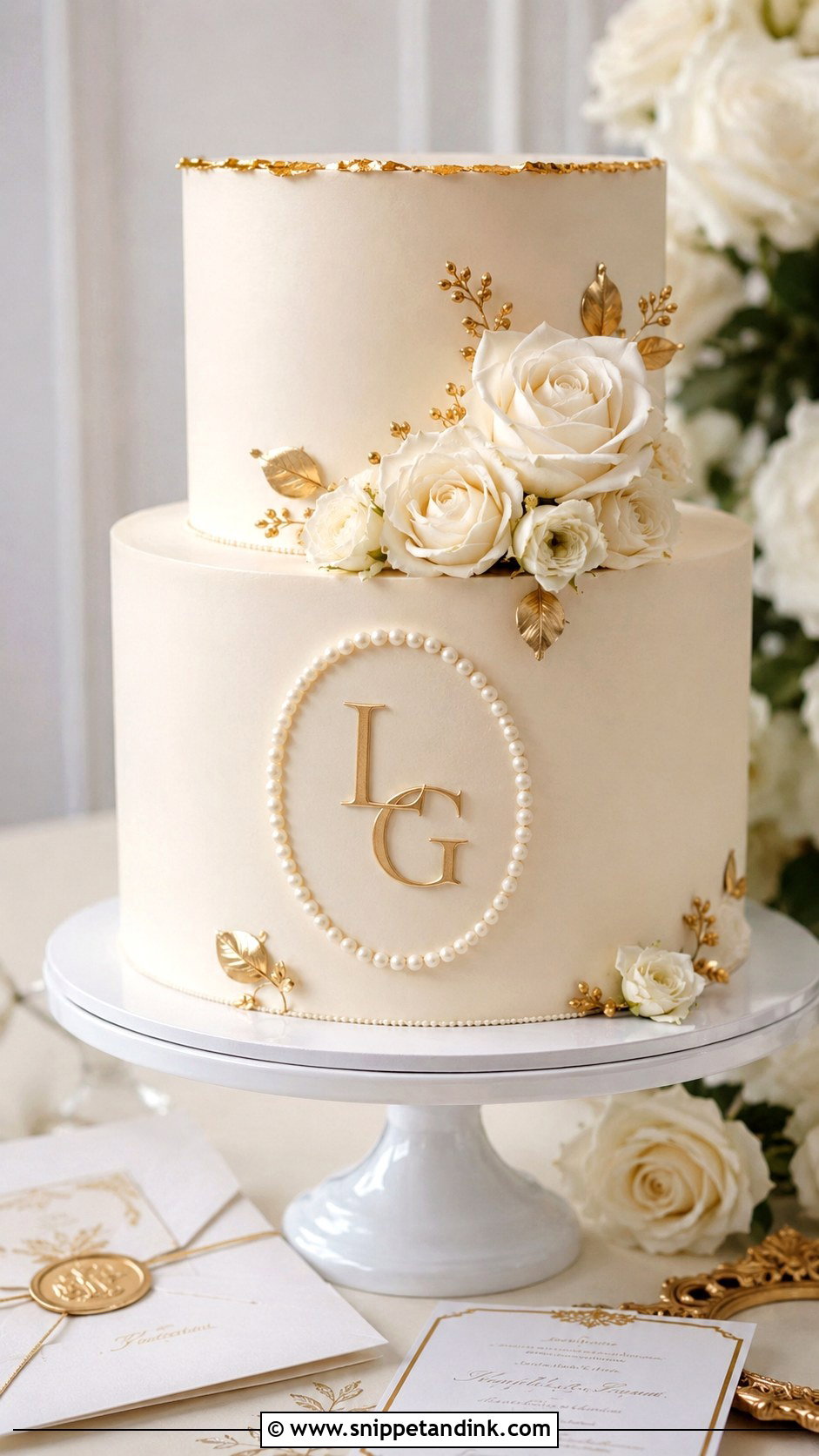Monogram Wedding Cake - Snippet and Ink - 20 Side Cake Designs for Wedding
