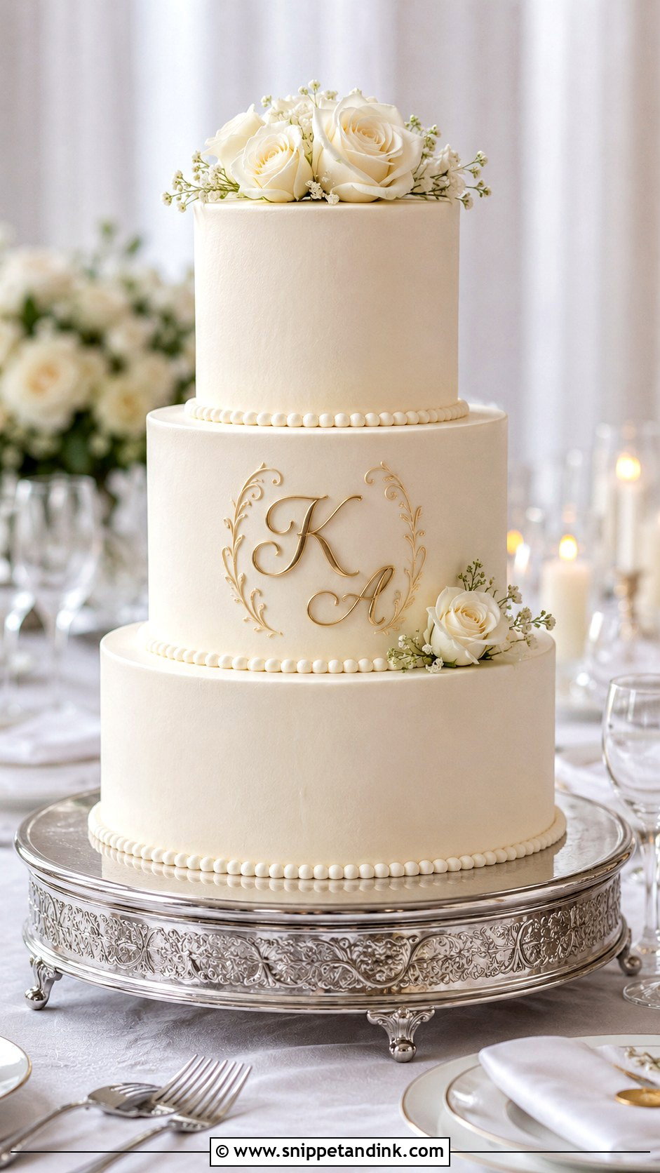 Monogram Wedding Cake - Snippet and Ink - 20 Sophisticated Wedding Cake Ideas