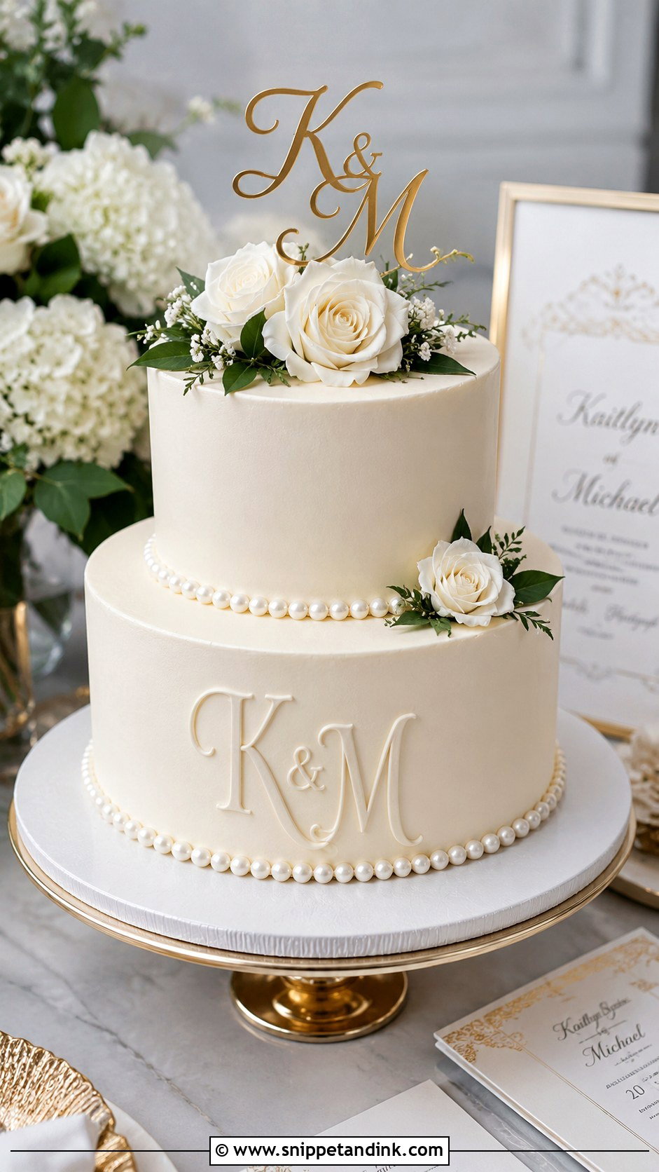 Monogram Wedding Cake - Snippet and Ink - 20 Wedding Cake Decorating Techniques