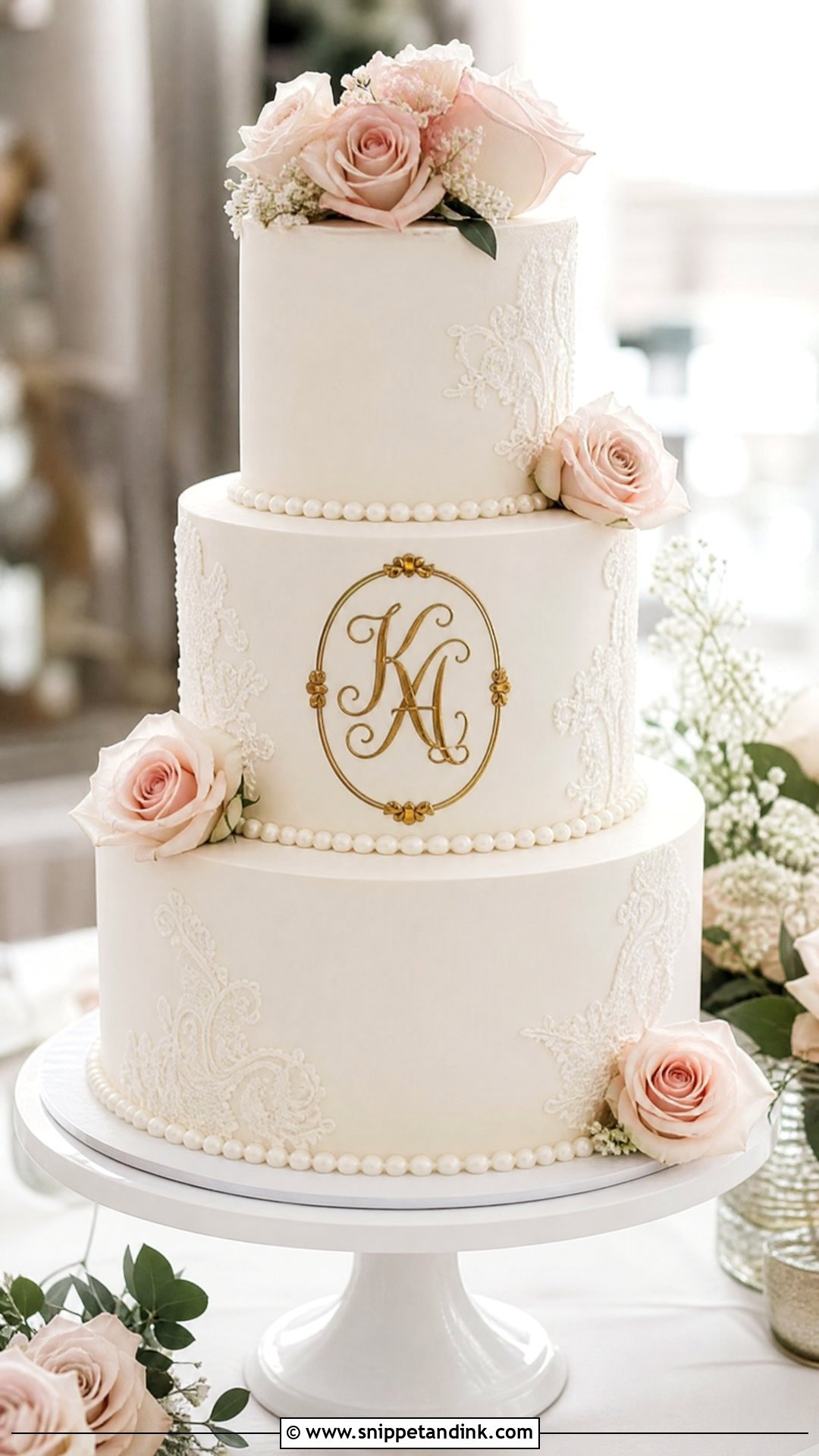 Monogram Wedding Cake - Snippet and Ink - 25 Lady Cake Ideas for Wedding