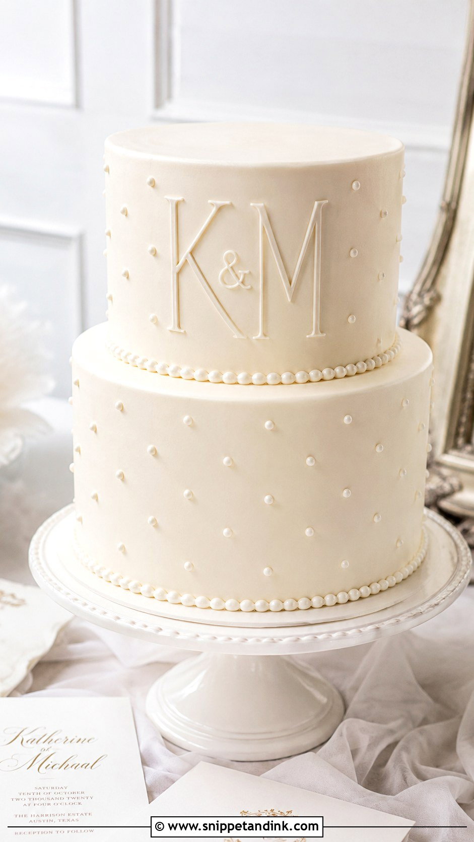 Monogram Wedding Cake - Snippet and Ink - 25 Wedding Cakes No Flowers