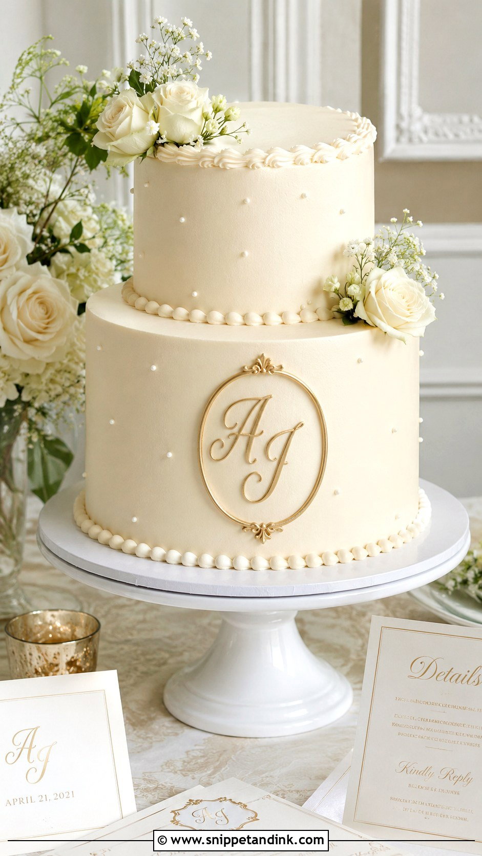 Monogram Wedding Cake - Snippet and Ink - 20 Cute Cake Ideas for Wedding