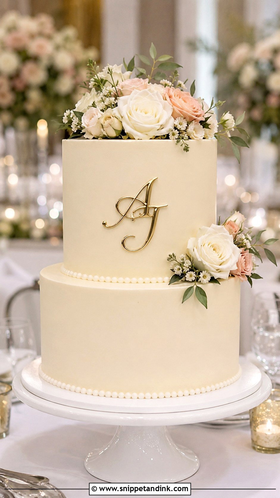 Monogram Wedding Cake - Snippet and Ink - 20 Easy Wedding Cake Decorating Ideas