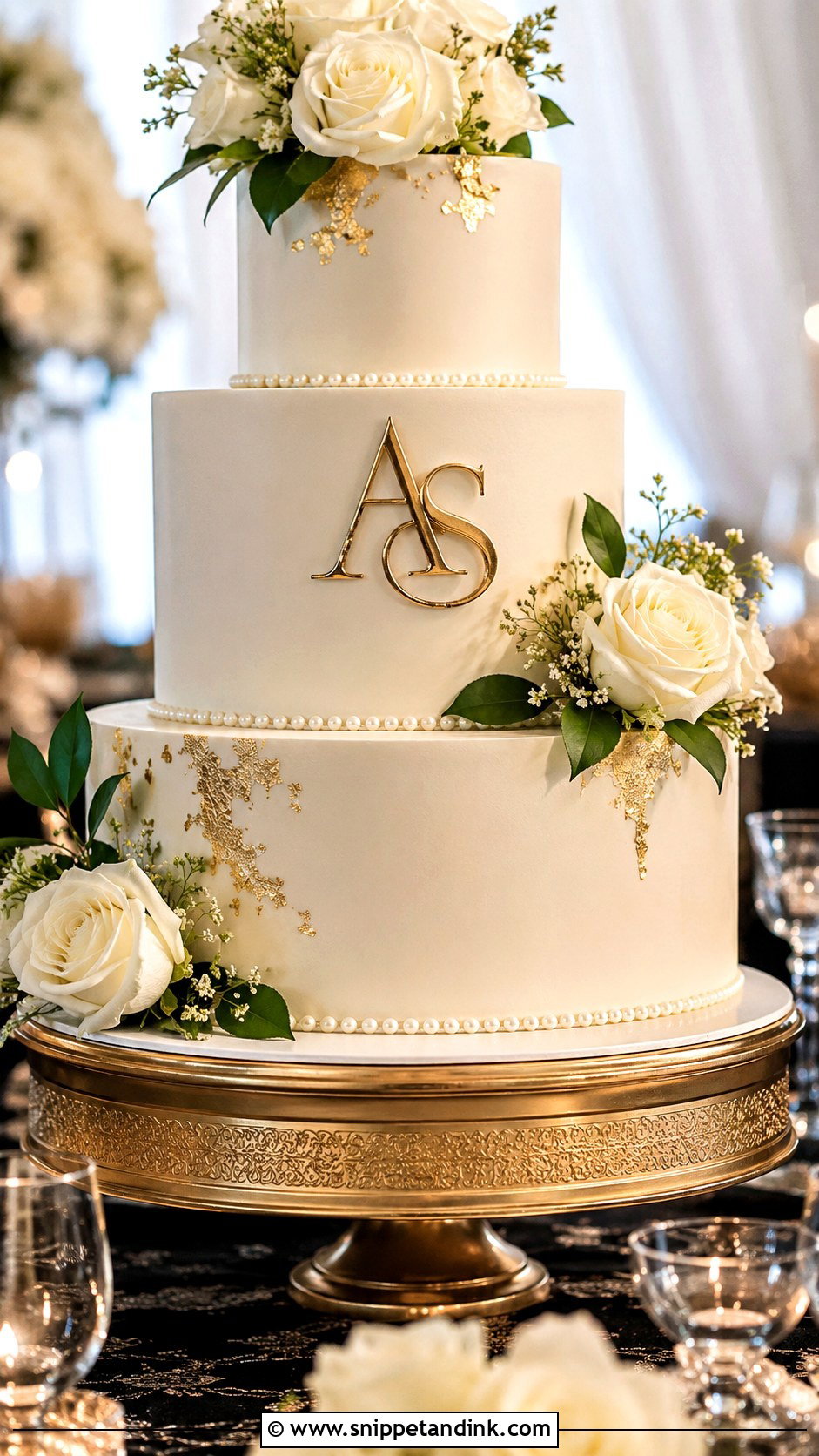 Monogram Wedding Cake - Snippet and Ink - 20 Glitz and Glam Cake Ideas for Wedding