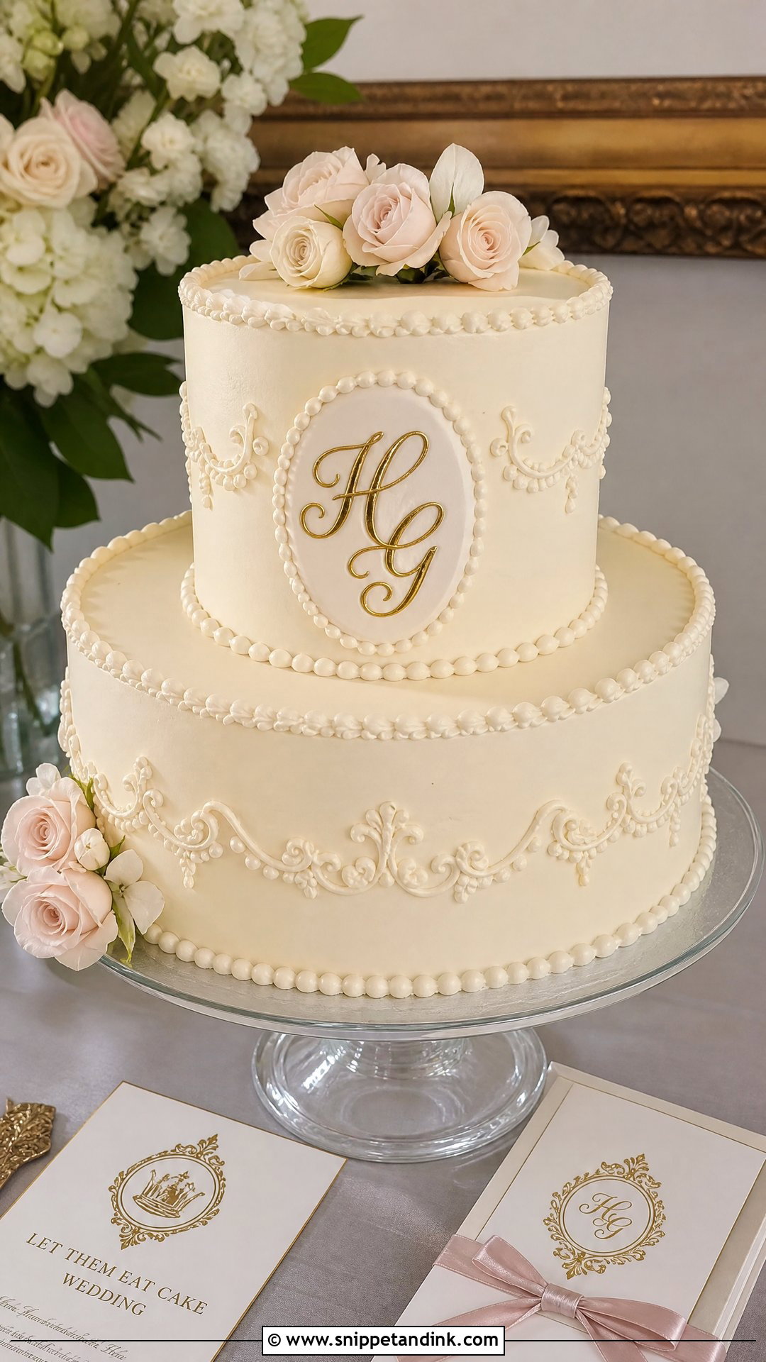 Monogram Wedding Cake - Snippet and Ink - 20 Let Them Eat Cake Aesthetic Ideas for Wedding