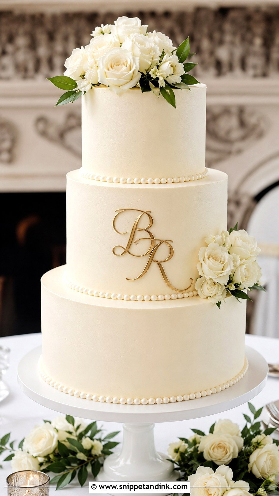 Monogram Wedding Cake - Snippet and Ink - 20 Cake Photoshoot Aesthetic Ideas for Wedding