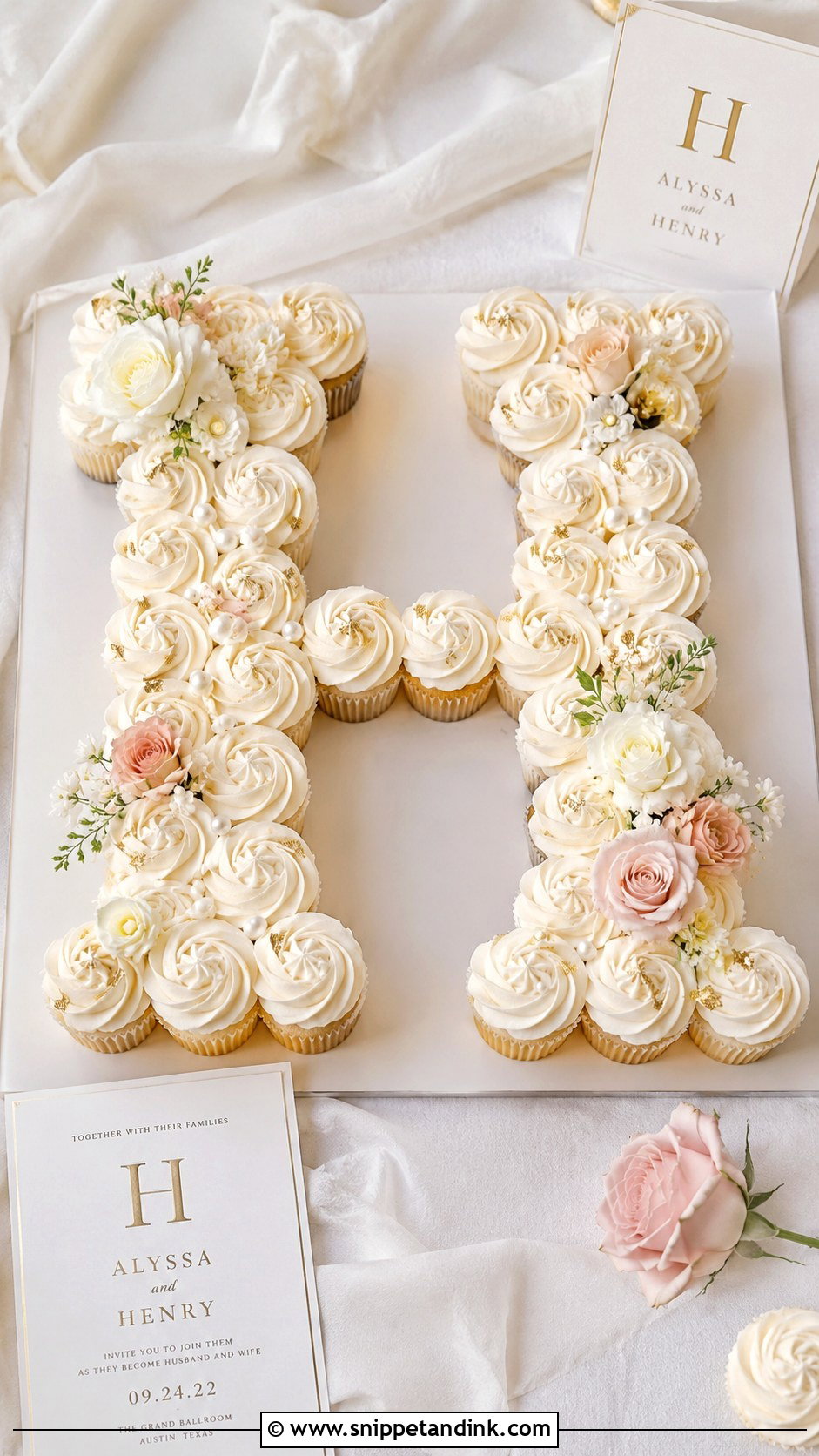 Monogram Wedding Cupcake Cake - Snippet and Ink - 20 Large Cupcake Cakes for Wedding