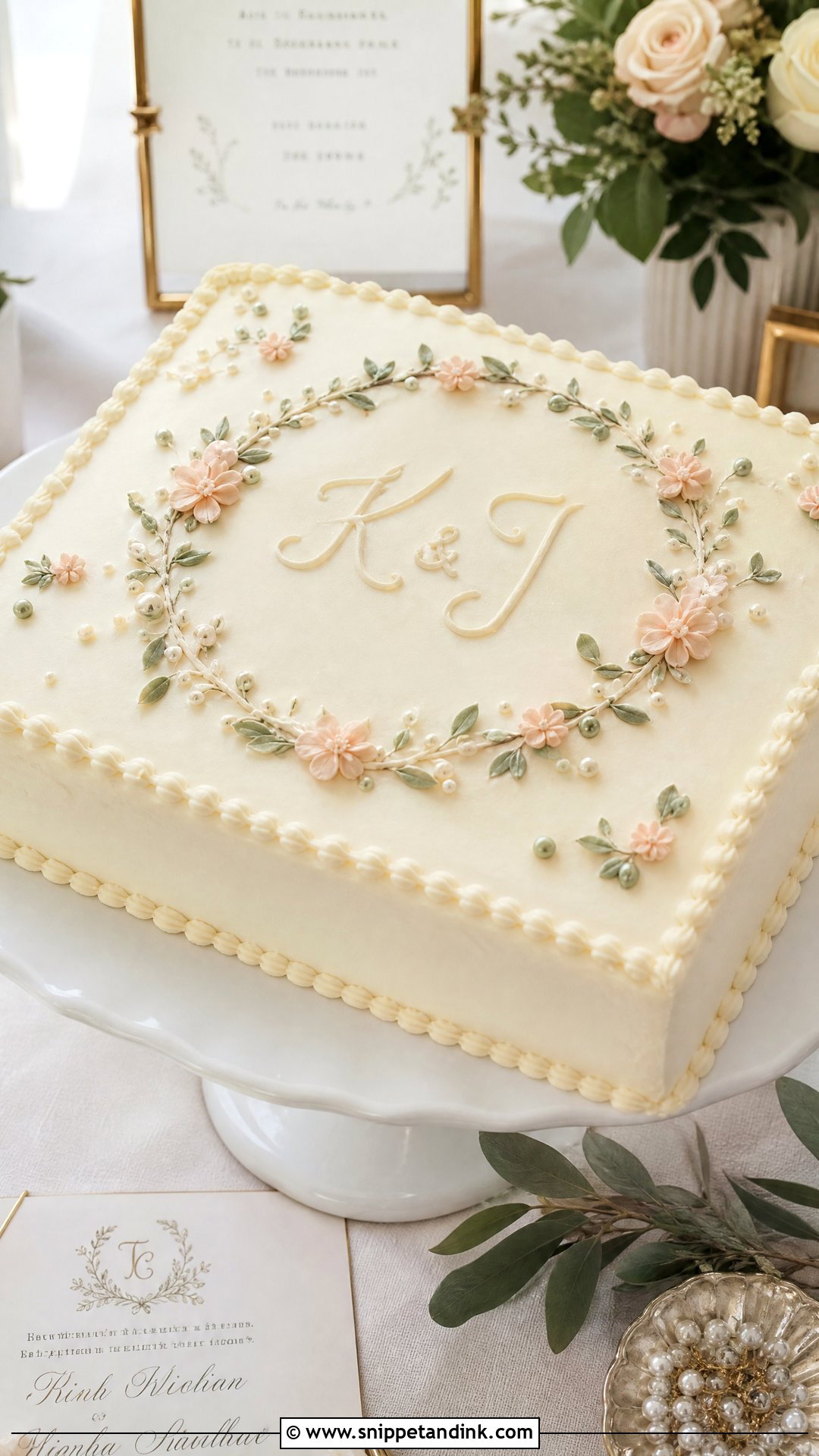 Monogram Wedding Sheet Cake - Snippet and Ink - 20 Wedding Sheet Cakes