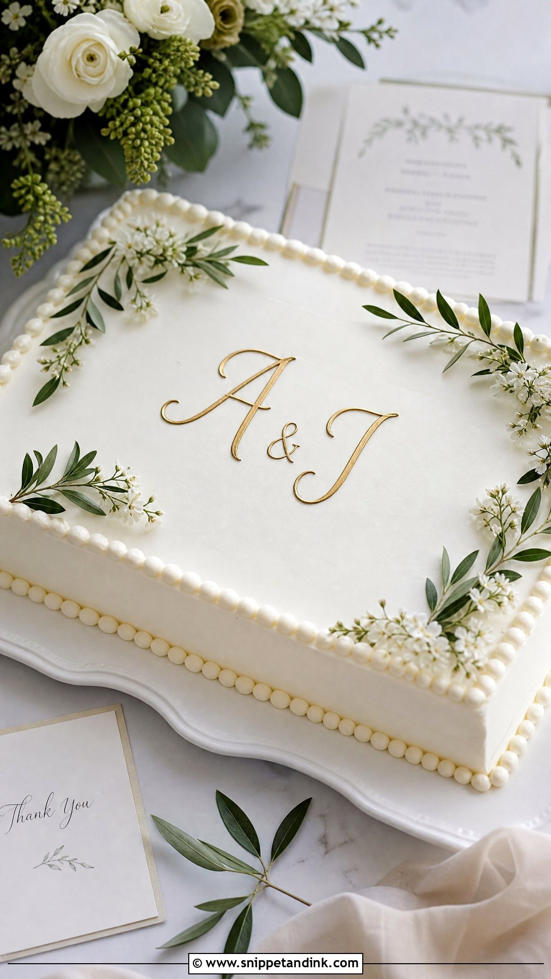 Monogram Wedding Sheet Cake - Snippet and Ink - 20 Wedding Sheet Cake Ideas