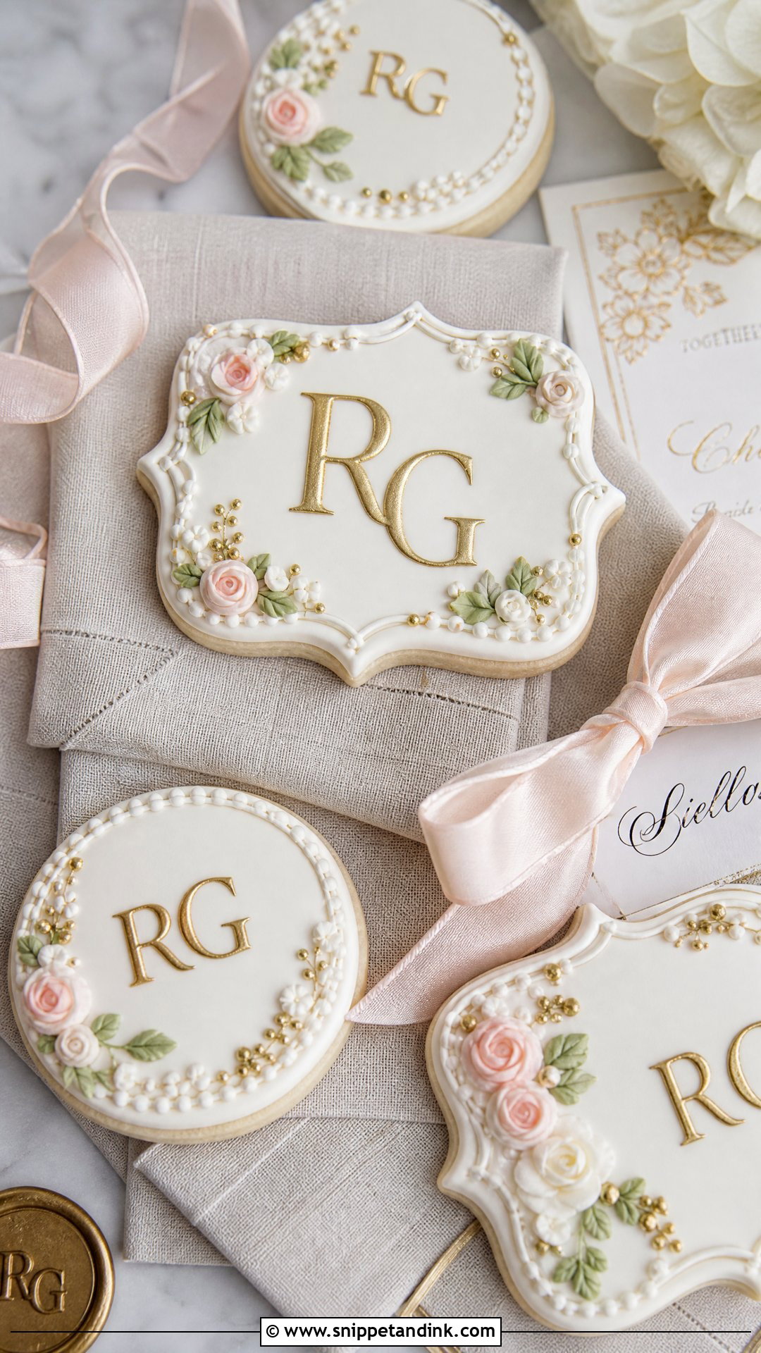 Monogram Wedding Sugar Cookies - Snippet and Ink - 20 Wedding Sugar Cookies