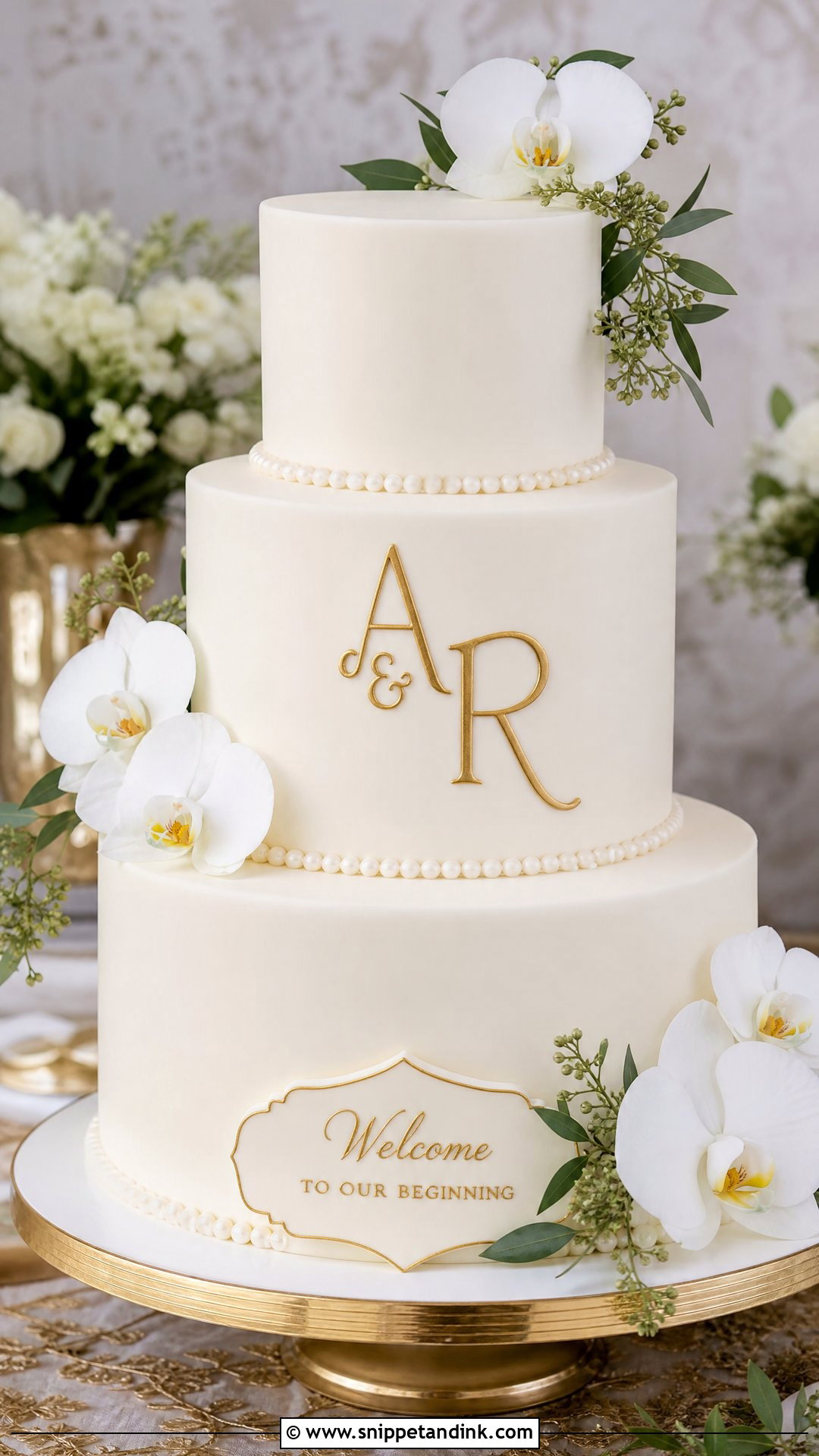 Monogram Welcome Wedding Cake - Snippet and Ink - 30 Welcome Cake Ideas for Wedding