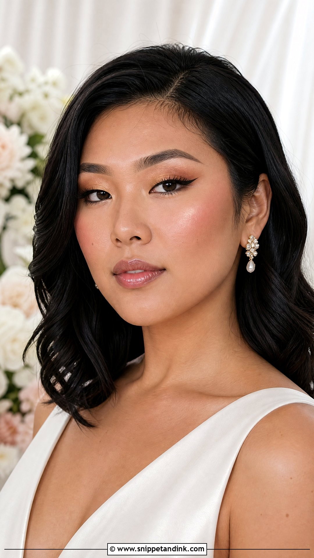 Monolid Bridal Makeup With Winged Eyeliner - Snippet and Ink - 20 Bridal Makeup Winged Eyeliner Ideas