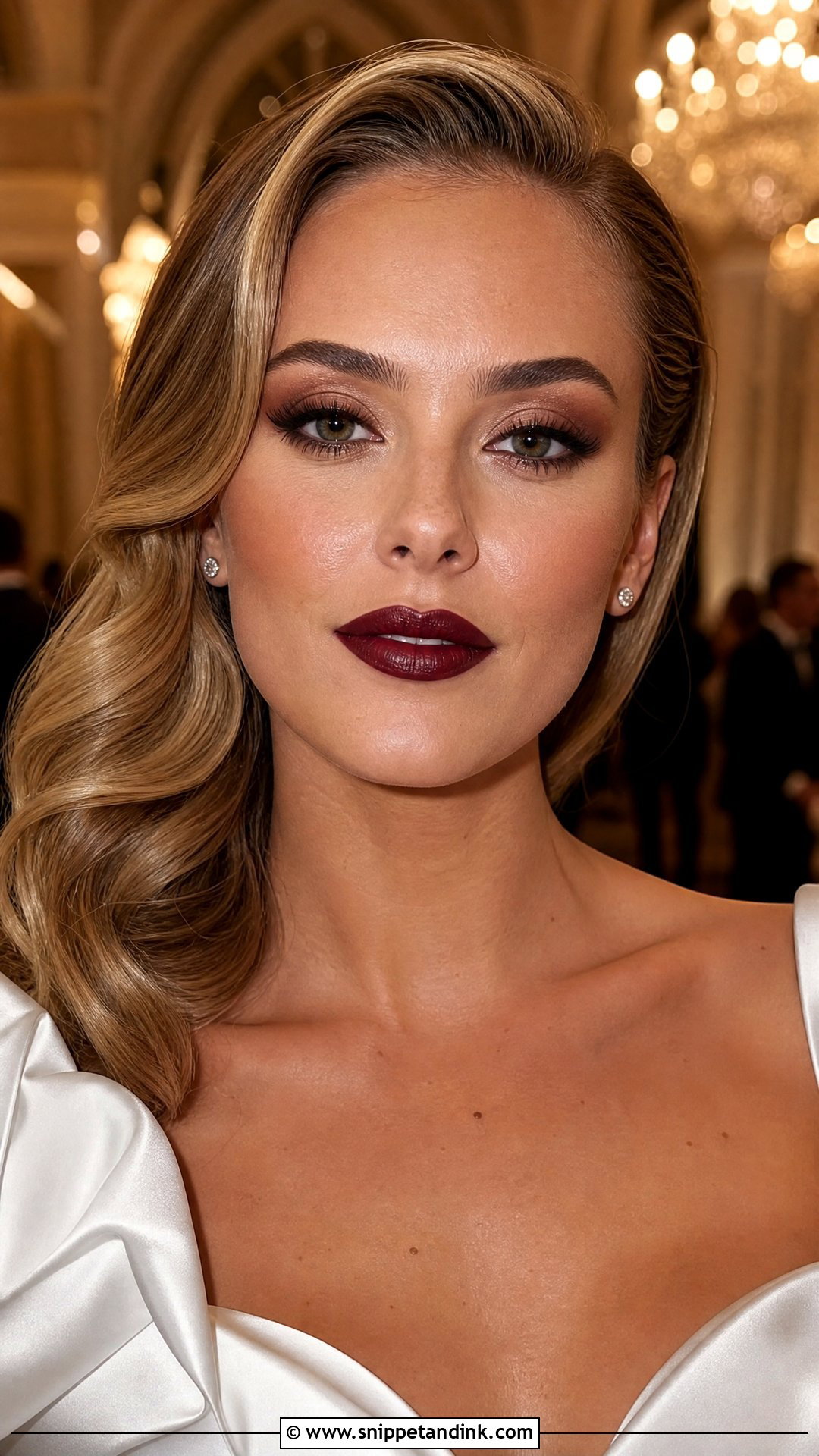 Moody Bridal Makeup With Burgundy Lips - Snippet and Ink - 20 Moody Bridal Makeup Ideas
