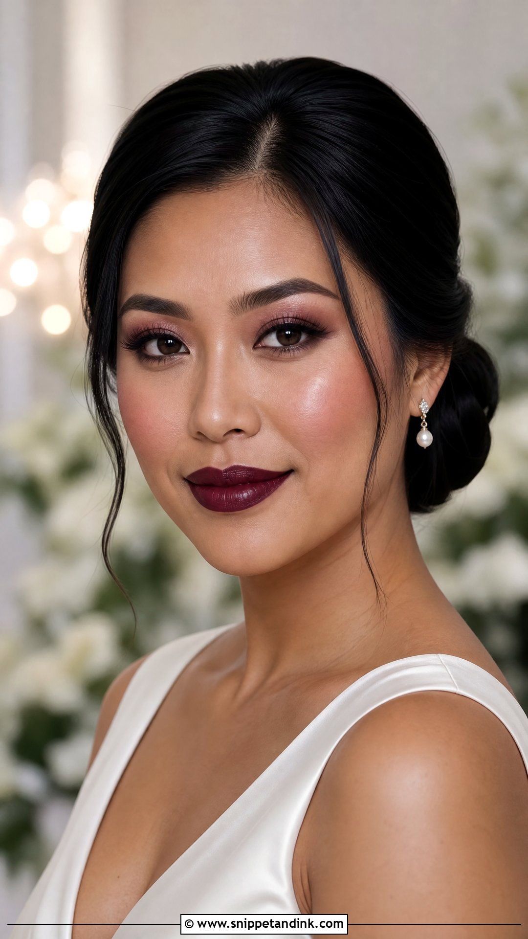 Moody Bridal Makeup With Deep Plum Lips - Snippet and Ink - 20 Moody Bridal Makeup Ideas