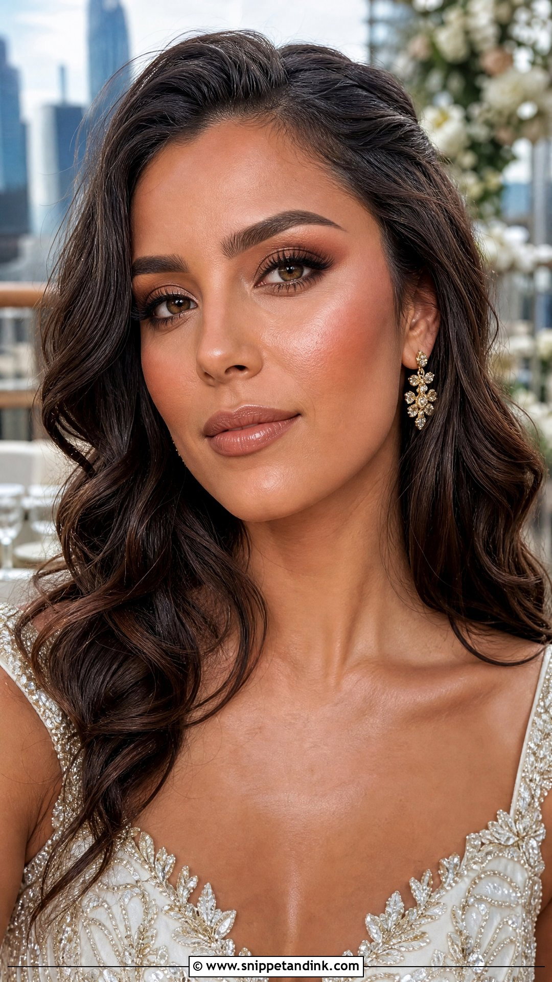 Moody Bridal Makeup With Glossy Nude Lips - Snippet and Ink - 20 Moody Bridal Makeup Ideas