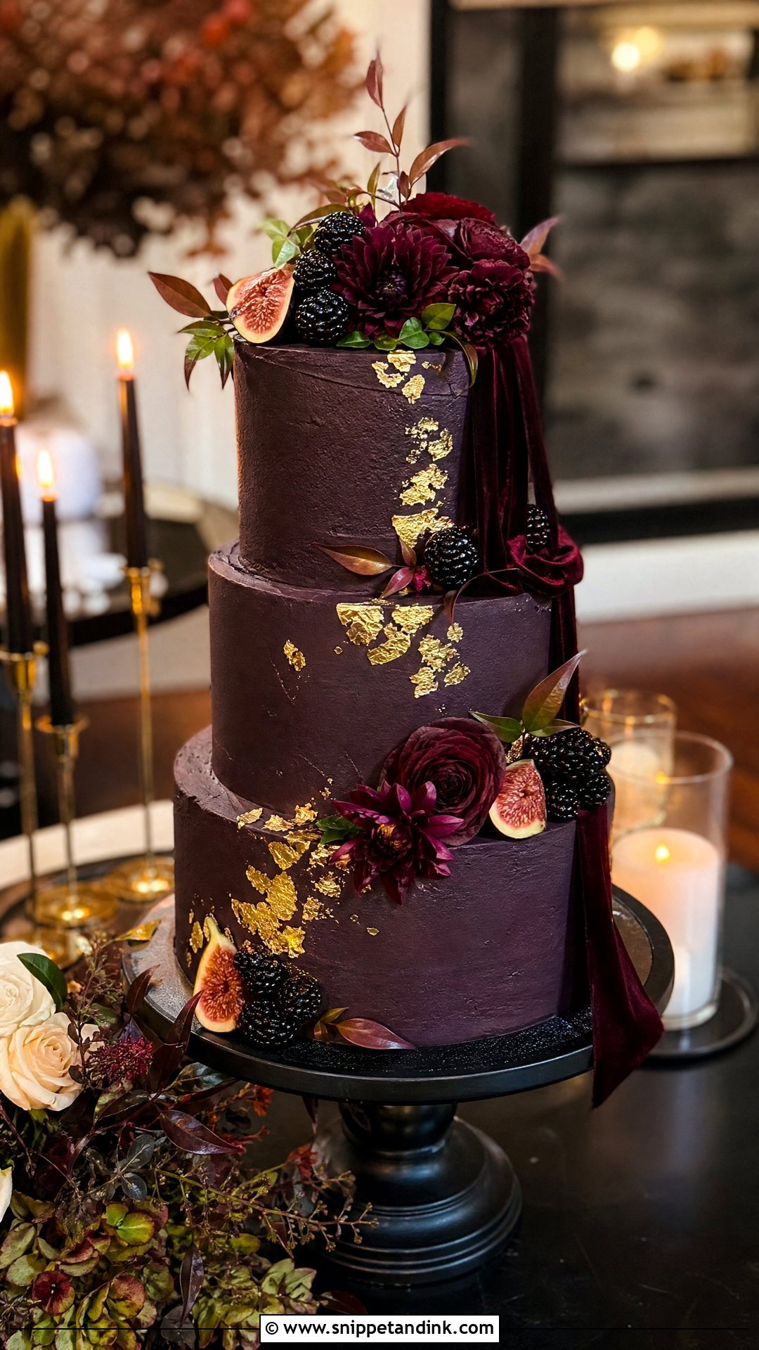 Moody Fall Wedding Cake - Snippet and Ink - 25 Fall Theme Cakes for Wedding