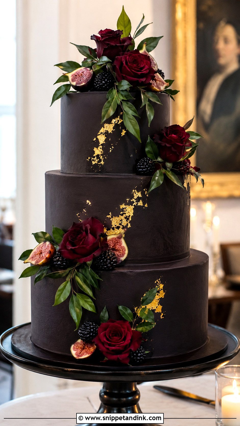 Moody Fall Wedding Cake - Snippet and Ink - 20 Autumn Theme Cake Ideas for Wedding
