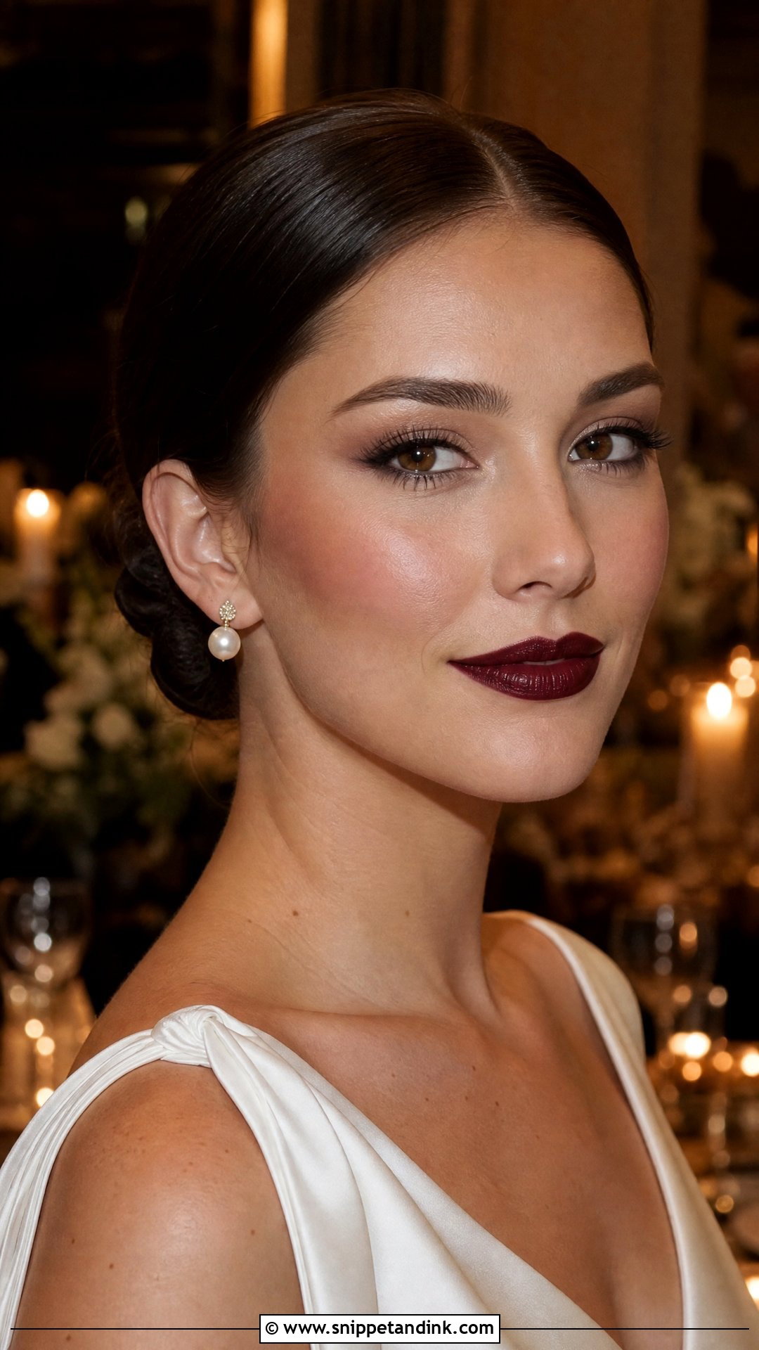 Moody Wedding Makeup With Black Cherry Lip - Snippet and Ink - 20 Moody Wedding Makeup Ideas
