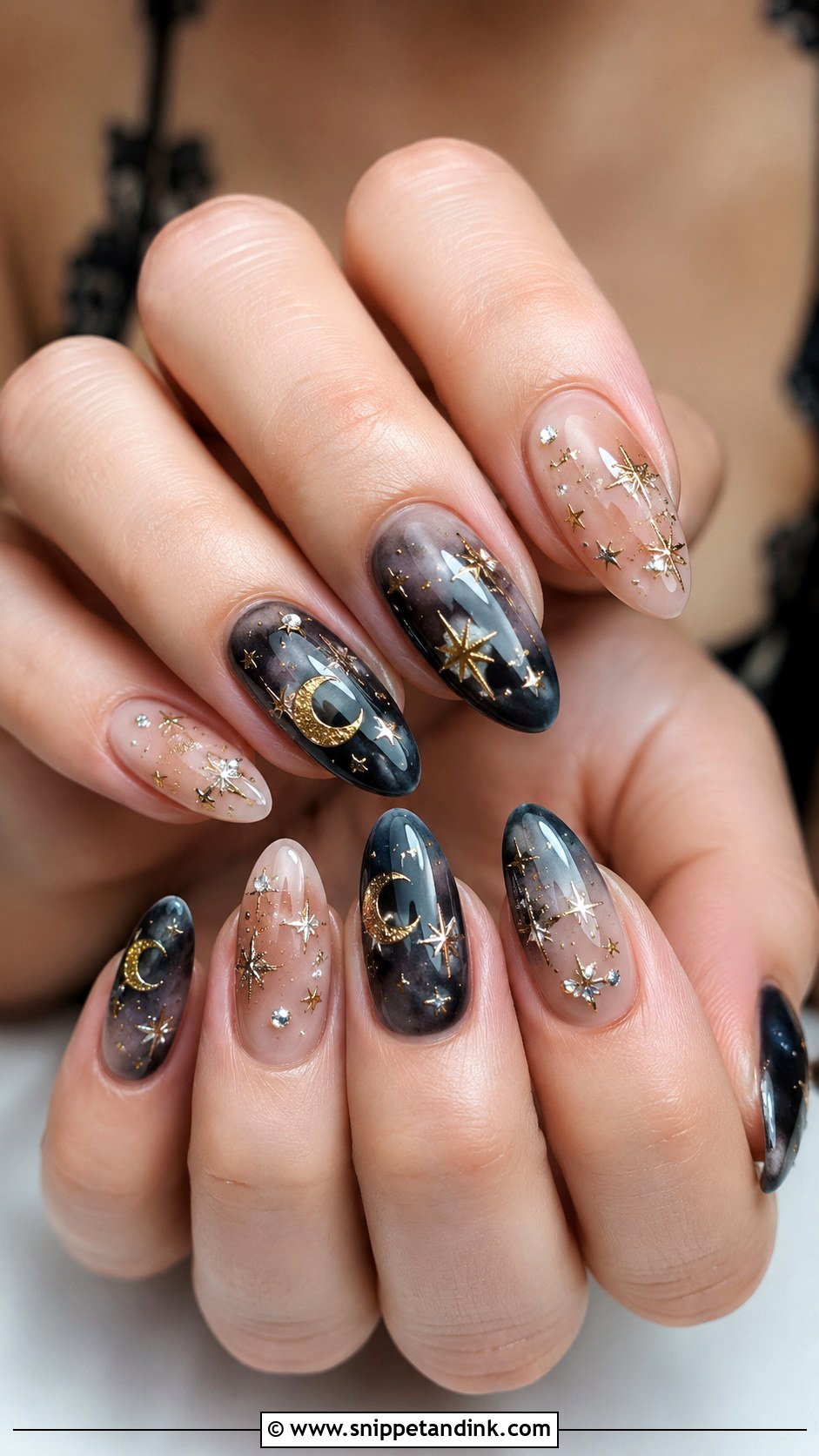 Moon And Star Halloween Wedding Nails - Snippet and Ink - 20 Halloween Wedding Nails
