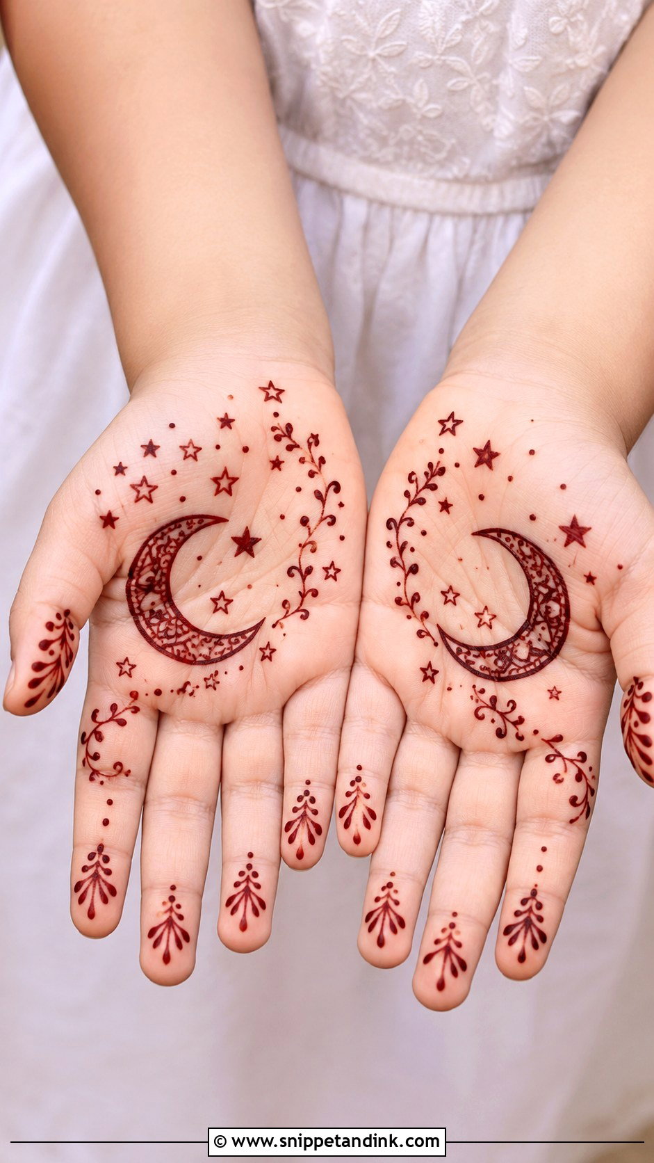 Moon And Star Mehndi Design for Kids - Snippet and Ink - 30 Very Easy Mehndi Designs for Kids