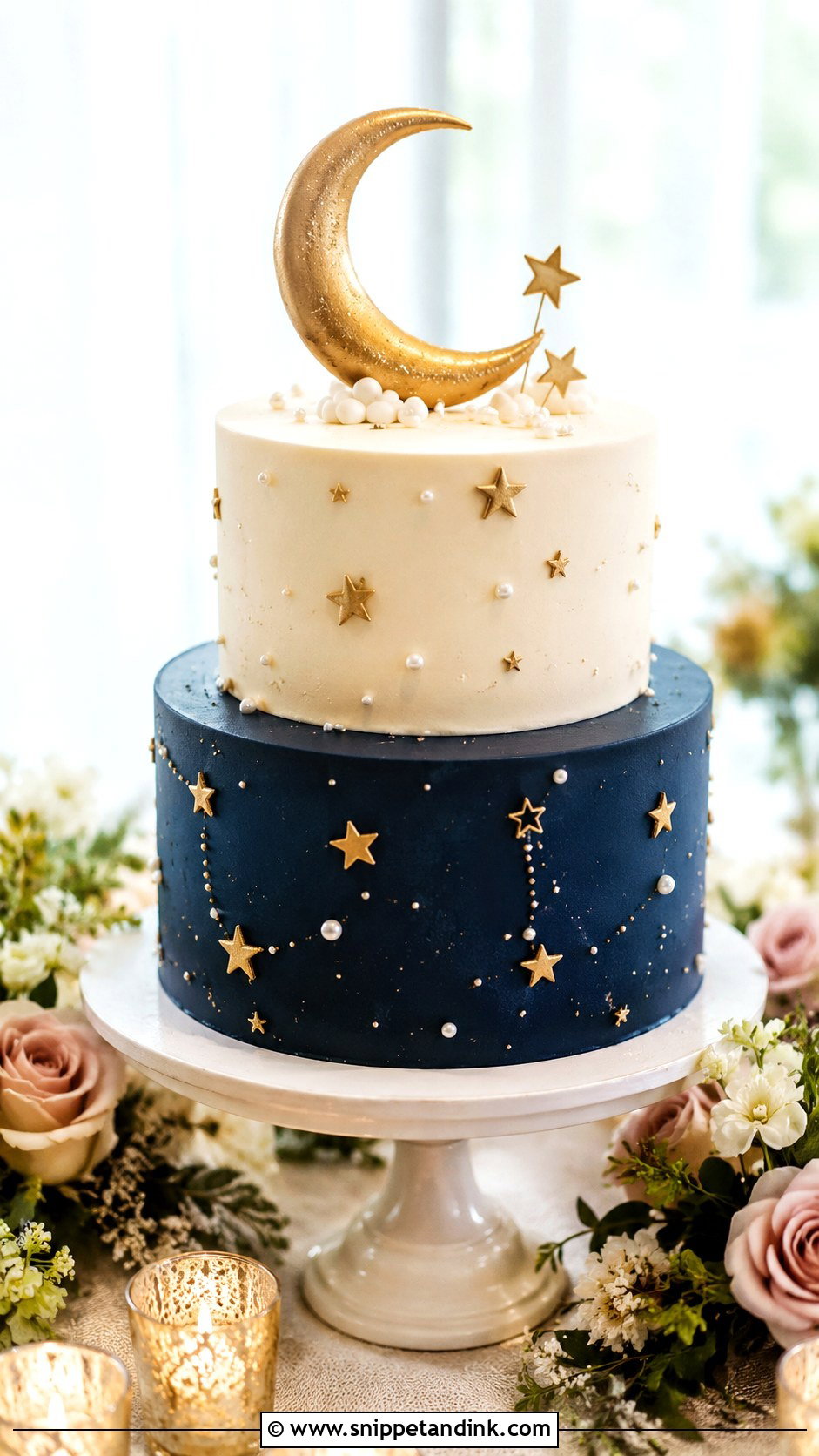 Moon And Stars Wedding Cake - Snippet and Ink - 20 Cosmos Cake Ideas for Wedding