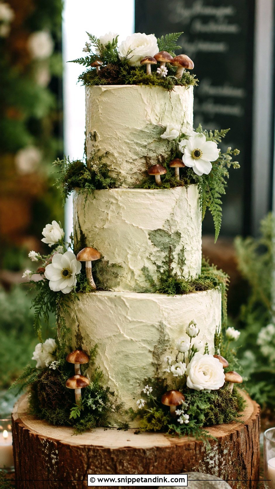 Moss Wedding Cake - Snippet and Ink - 20 Enchanted Theme Cake Ideas for Wedding