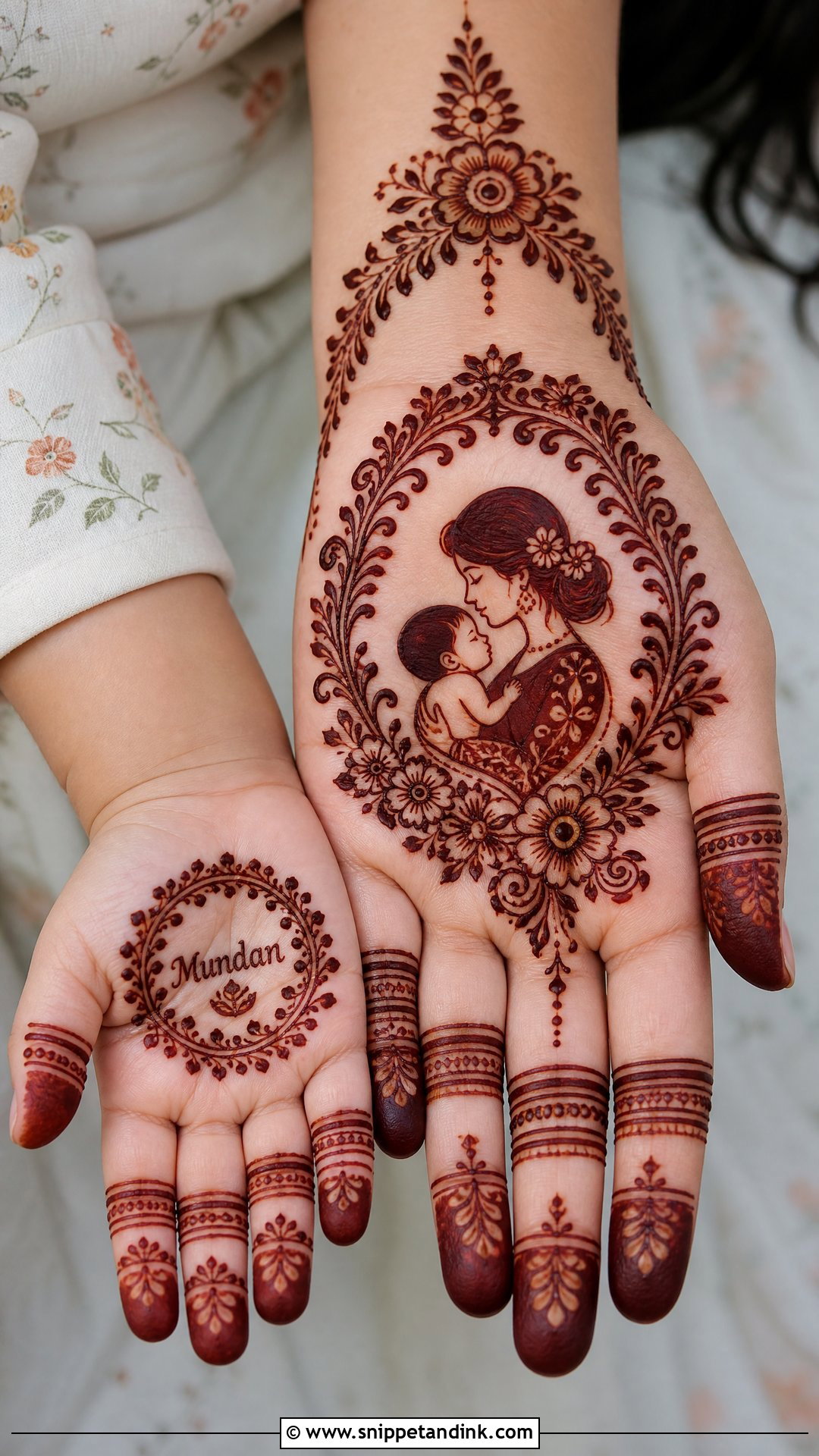 Mother And Baby Mundan Mehndi Design - Snippet and Ink - 20 Mundan Ceremony Mehndi Designs